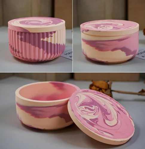 Vista 3 de 2 moldes de resina para tarros grandes con tapa, caja de resina de silicona, molde cilíndrico para resina epoxi, joyería, portavelas, organizador