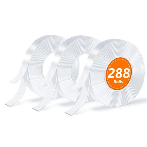Vista 12 de 3 rollos de cinta adhesiva de doble cara, nano, cinta adhesiva transparente, cinta adhesiva sin rastro, extraíble, lavable, reutilizable, adecuado