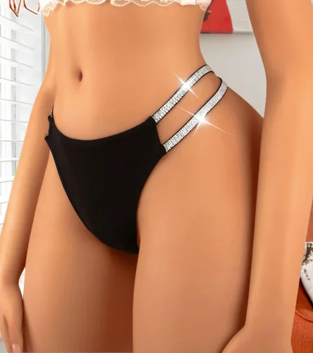 Vista 102 de Ropa interior con purpurina transpirable con encaje sexy para mujer