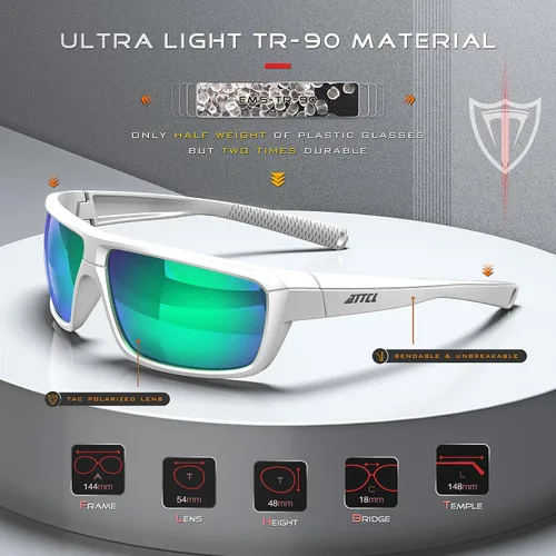 Vista 2 de ATTCL - Gafas de sol polarizadas para hombres - Gafas deportivas de pesca 100% protección UV