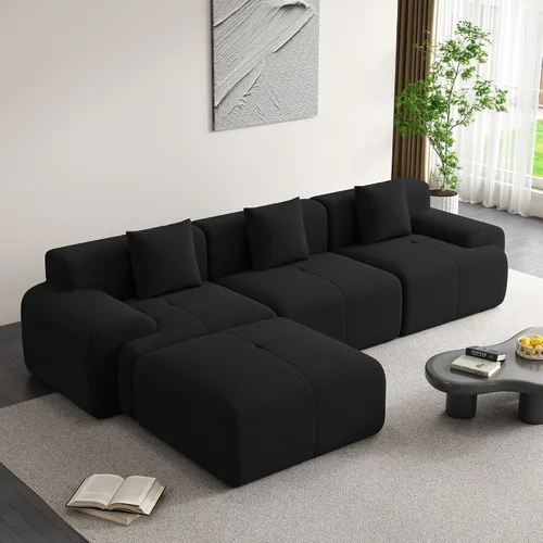 Vista 11 de Sofá Seccional Modular Cloud de 120", Sofá Sin Estructura, Sofás Tapizados en Forma de L con Asiento Profundo, Sofás de Pana Modernos y Acogedores