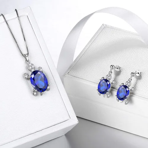 Vista 3 de Aurora Tears Tutrle Jewelry 925 Sterling Silver Women Sea Animal Turtle NecklaceEarringRingBracelet Crystal Cubic Zirconia Jewelry