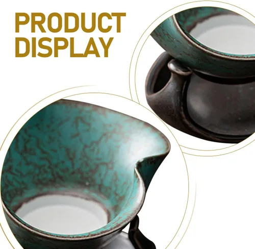 Vista 4 de CALLARON Infusor de té de cerámica, filtro de té de porcelana de hojas sueltas, filtro de té Kungfu con soporte, filtro de café, infusor de té