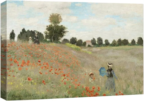 Vista 19 de wall26 Prado con álamos por Claude Monet - Arte moderno impresionista, arte en lienzo para el hogar, 12 x 18 pulgadas