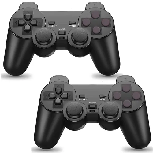 Vista 8 de Burcica Wireless Controller for PS-2 Play 2 Double Vibration 2 - Black and ClearRed