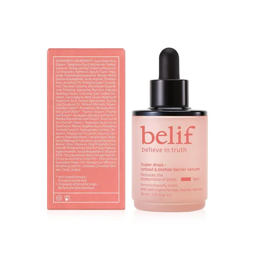 Vista 7 de belif Retinol & Peptide Super Drops Serum - Refuerzo de la piel antienvejecimiento y minimizador de poros con ácido hialurónico para reafirmar