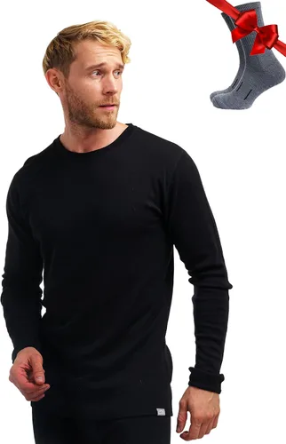 Vista 14 de 100% Merino Wool Base Layer Mens - Long Sleeve Thermal Shirts with Socks .320 negro