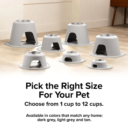 Vista 9 de WeatherTech Sistema de Alimentación Elevada Individual para Mascotas con Cuencos de Plástico para Perros/Gatos - Soporte Alto de 3 Pulgadas Gris