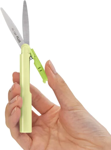 Vista 5 de Plus Pen Style - Tijeras antiadherentes compactas TSA Twiggy con tapa, color verde