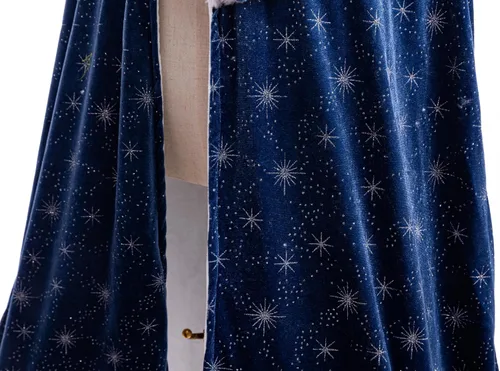 Vista 6 de Capa de Terciopelo para Niñas Elsa, Capa para Niños Pequeños con Capucha, Vestido de Disfraz Infantil