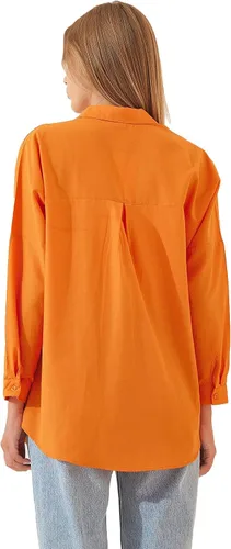 Vista 5 de BIG DART - Camisas de gran tamaño con botones para mujer, blusas informales de verano con manga larga