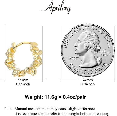 Vista 4 de 14K Gold Plated Hoop Earrings for Women, Trendy Twisted Rope Chunky Gold Hoop Earrings Cuff Lightweight Hypoallergenic Jewelry for Teen Girls Gifts
