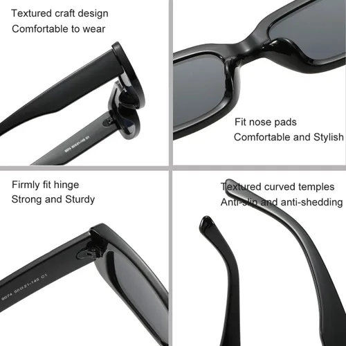 Vista 5 de QIFANDI UV400 - Gafas de sol estilo retro, ovaladas y gruesas, con marco grueso
