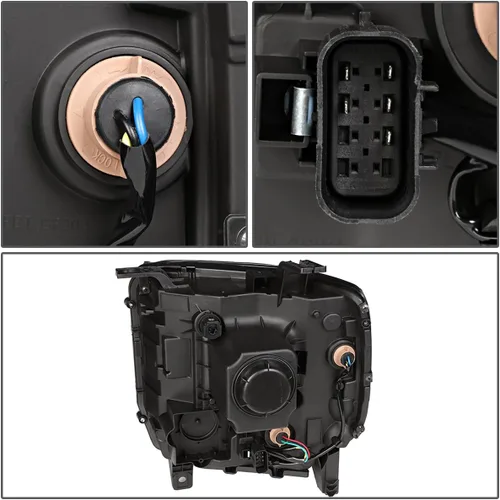 Vista 4 de DNA Motoring HL-OH-GMCS14-BK-AM Conjunto de faros delanteros con proyector lateral ámbar, carcasa negra [Para GMC Sierra 14-17]