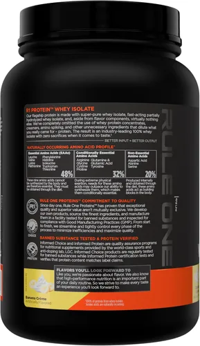 Vista 3 de Rule 1 Proteins R1 Protein Whey Isolate, crema de plátano, 23 porciones