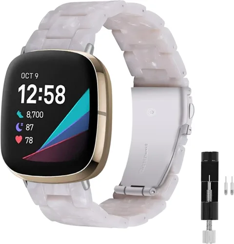 Vista 19 de Correa de reloj de resina compatible con Fitbit Versa 4/Sense 2/Versa 3/Sense 1, pulsera brazalete de moda ligera y ajustable de repuesto