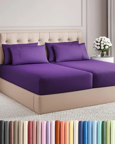 Vista 158 de Juego de sábanas Twin de 4 piezas - Cómodo, transpirable y refrescante - Juego de ropa de cama de lujo de hotel ultrasuave con bolsillos profundos