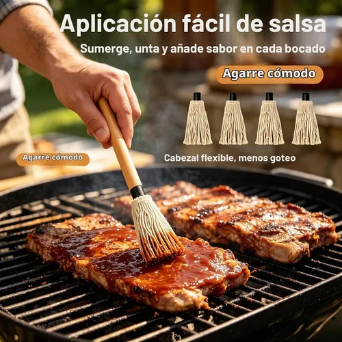 Vista 4 de YFWOOD Cepillos de salsa de fregona de barbacoa de 18 pulgadas Cepillo de Cepillo para mopa de barbacoa