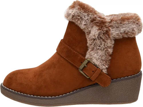 Vista 2 de CUSHIONAIRE Botines de cuña Rhodes para mujer + espuma viscoelástica
