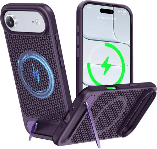 Vista 70 de Funda magnética de disipación de calor para iPhone 13 Pro Max, para MagSafe, protección contra caídas Coolingf, funda con función atril ajustable