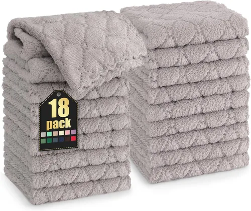 Vista 32 de Homaxy - Paquete de 12 trapos de cocina (13 x 19 pulgadas, marrón), de terciopelo coral supersuaves y absorbentes para lavar platos, paño