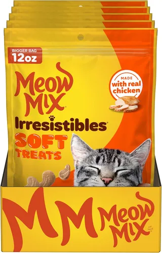 Vista 10 de Meow Mix Irresistibles y suaves golosinas para gatos hechas con salmón real