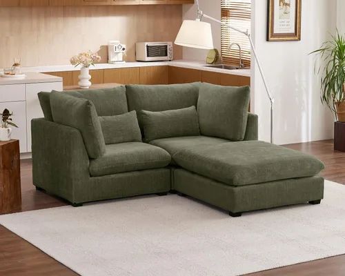 Vista 24 de Sofá modular de pana de gran tamaño de 77 pulgadas, sofá modular de nube lavable con otomana, sofás seccionales de 3 plazas para sala de estar
