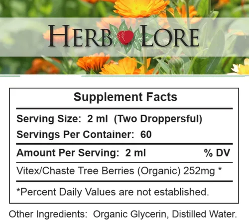 Vista 6 de Herb Lore Vitex Tincture - Suplemento orgánico de extracto de casteberry USDA para mujeres, suplemento de árbol casto sin alcohol, gotas veganas