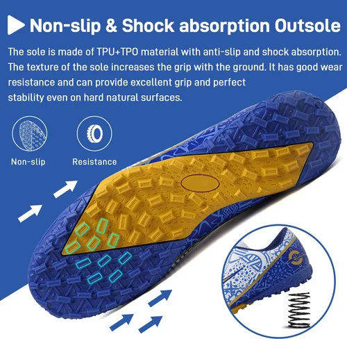 Vista 5 de GRESKY Tacos de fútbol para hombre y mujer, zapatos de fútbol para interiores y exteriores AGTF