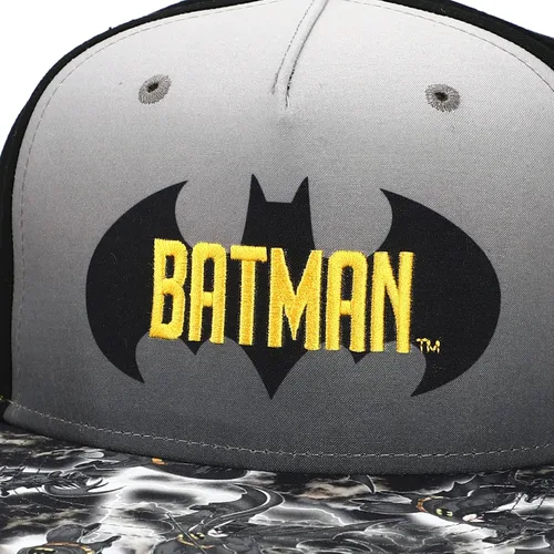 Vista 6 de Bioworld Batman Logo Gorra Snapback Negro y Gris para Niños, Negro, L