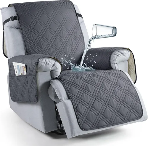 Vista 26 de TAOCOCO Funda para silla reclinable 100% impermeable que se mantiene en su lugar, fundas reclinables para sillas reclinables pequeñas con bolsillo