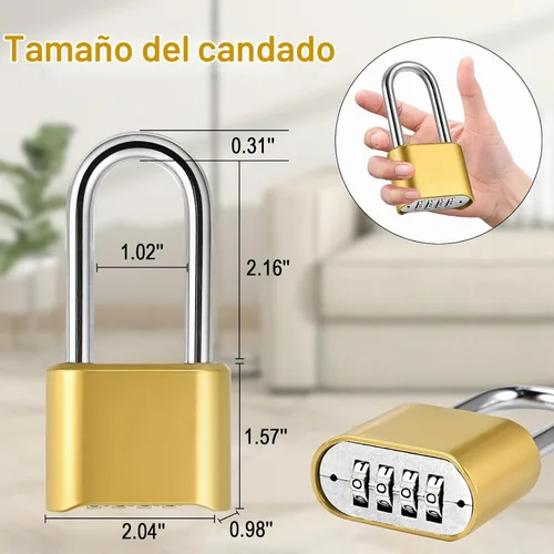 Vista 2 de Lockwise Candado de combinación resistente de 4 dígitos, paquete de 2