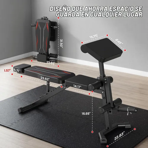 Vista 7 de OPPSDECOR Adjustable Weight Bench with Leg Extension and Curl, Preacher Curl Bench for Home Gym, Foldable Workout Bench, 800LBS Full Body Strength
