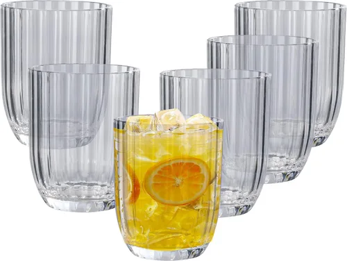 Vista 11 de Vasos de plástico acrílico transparente Highball Vasos de plástico reutilizables de 15 onzas (juego de 6) Apilables Vasos sin BPA