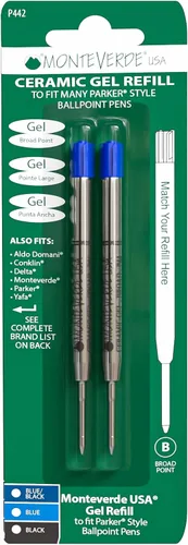 Vista 8 de Monteverde USA - Recargas de gel cerámico sin tapa para bolígrafos Parker, punta ancha, tinta negra, paquete de 2 – Solución de escritura confiable