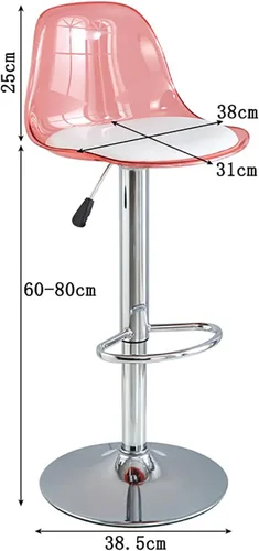 Vista 2 de NaKeah Taburetes de bar de acrílico con respaldo medio, taburetes de bar giratorios ajustables transparentes, sillas de bar de altura de mostrador