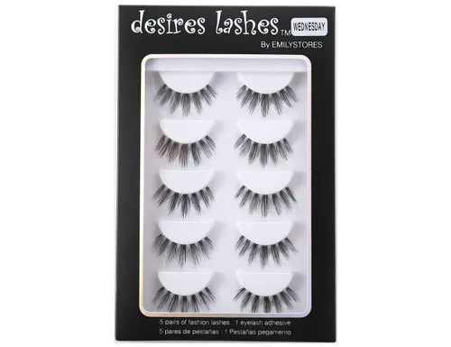 Vista 9 de DESIRES LASHES - Paquete múltiple de pestañas postizas Demi Wispies, 5 pares por kit, lunes 01