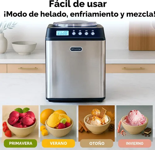 Vista 4 de Whynter máquina para hacer crema helada vertical 2.1 cuarto de galón con tazón de acero inoxidable