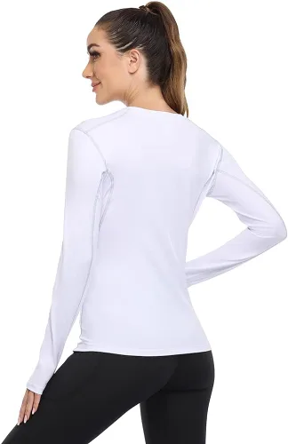 Vista 3 de WANAYOU Women's 2-3 Pack Compression Shirt Dry Fit Long Sleeve Running Athletic T-Shirt Workout Tops