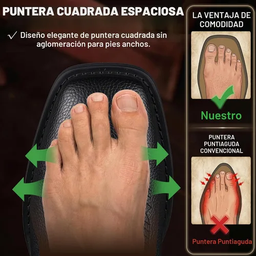 Vista 7 de J's.o.l.e - Botas vaqueras para hombre con punta cuadrada Chelsea Negro