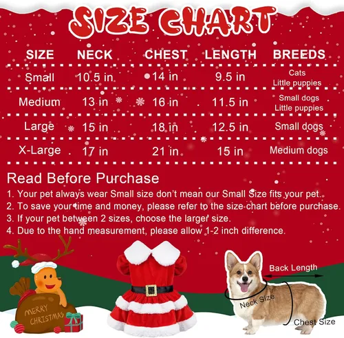 Vista 3 de GOYOSWA Vestido de Navidad para Gatos y Gatitas, Disfraz de Santa para Mascotas, Ropa Festiva de Navidad, Vestidos de Navidad para Gatitas y Gatos