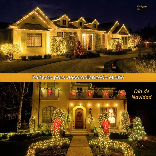 Vista 7 de JMEXSUSS Red de luces de malla para exteriores, 200 luces LED de 9.8 pies x 6.6 pies, luz de red de Navidad al aire libre, impermeable, luz