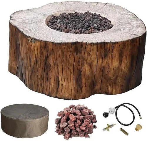 Vista 27 de Elementi+ Mesa de Fuego de Gas Colorado de Hormigón Fundido de 56" Rectangular, Hoguera al Aire Libre con Ignición Electrónica Incluye Cubierta