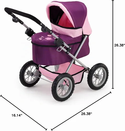 Vista 9 de Bayer: Cochecito de moda - morado y rosa - Incluye bolsa de hombro, se adapta a muñecas de hasta 18 pulgadas, mango ajustable, juego de simulación