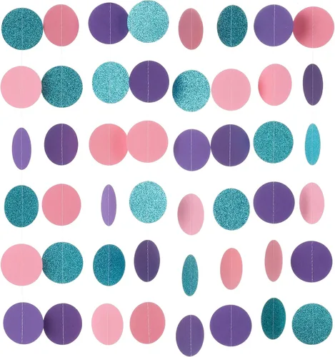 Vista 4 de WEVEN Guirnalda de papel negra y dorada brillante, pancarta banderín serpentina colgante para decoraciones de fiesta, 2.5 pulgadas de diámetro, 20