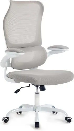 Vista 10 de Silla de oficina ergonómica, silla de escritorio de malla transpirable con respaldo alto para computadora con soporte lumbar ajustable