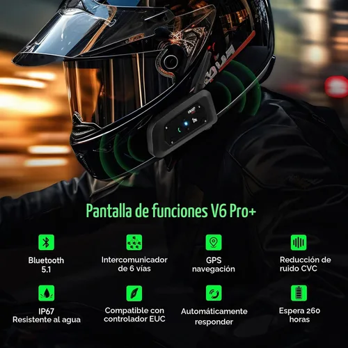 Vista 3 de EJEAS V6Pro+ Intercomunicador de casco de motocicleta, paquete de 2