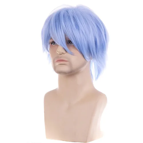 Vista 22 de RightOn Peluca marrón corta para disfraz, pelucas cortas marrones para hombre y mujer, fiesta de cosplay