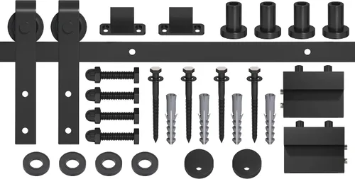 Vista 6 de Kit de herrajes para puerta corrediza de granero de 5 pies, riel resistente