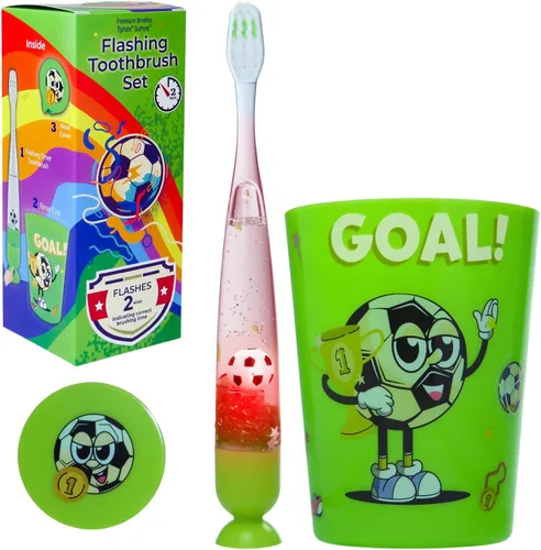 Vista 8 de Cepillo de dientes para niños de Lily's Home con temporizador intermitente y cerdas suaves, taza de enjuague y tapa - Divertido temporizador de 2